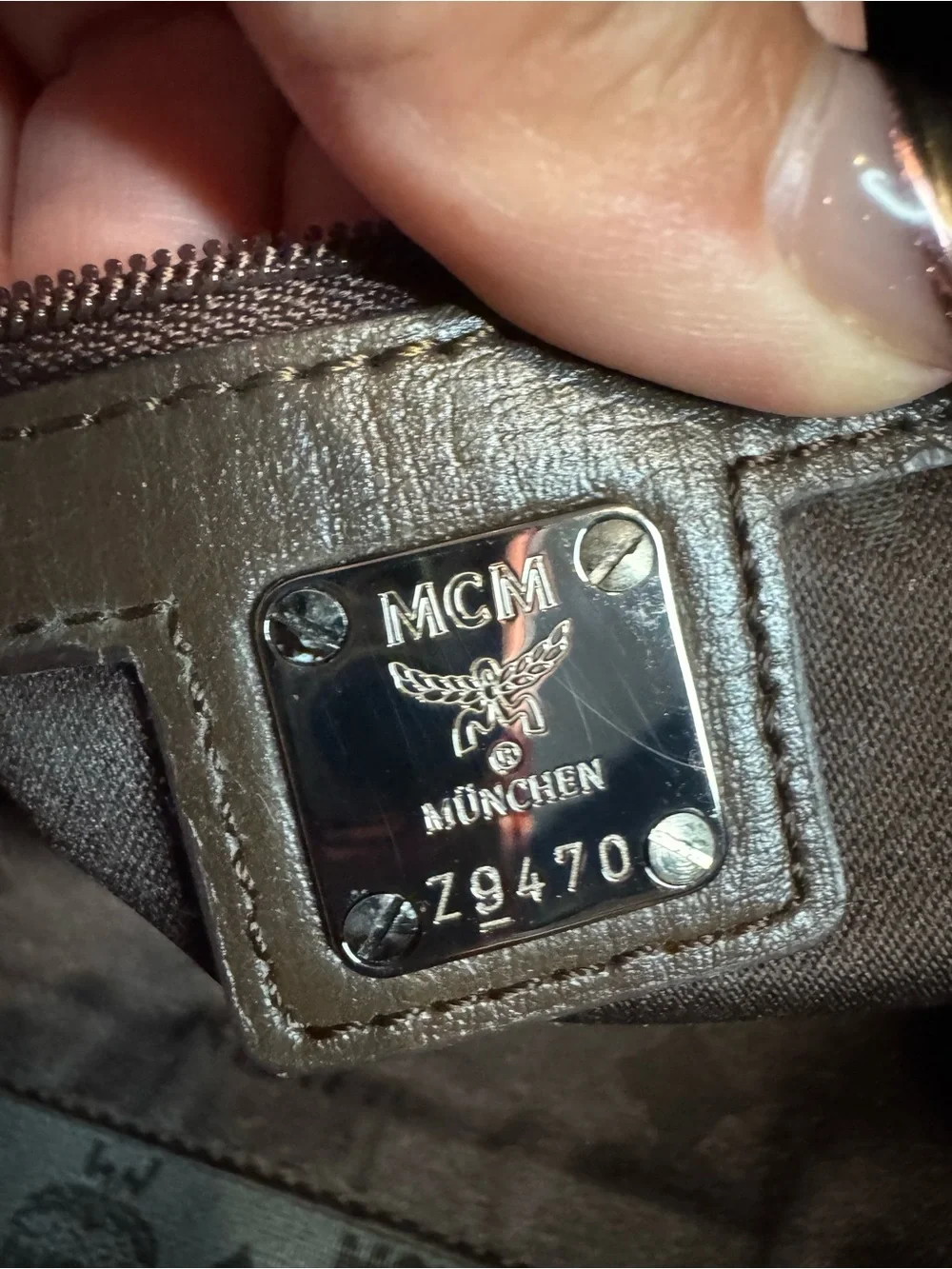 MCM Gray Monogram Laptop Messenger Bag